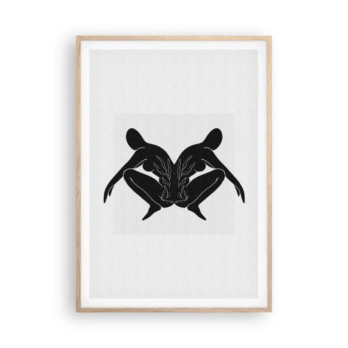 Plakat i ramme af lyst egetræ - En delt sjæl - 70x100 cm