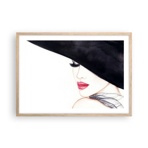 Plakat i ramme af lyst egetræ - Elegance og sensualitet - 70x50 cm