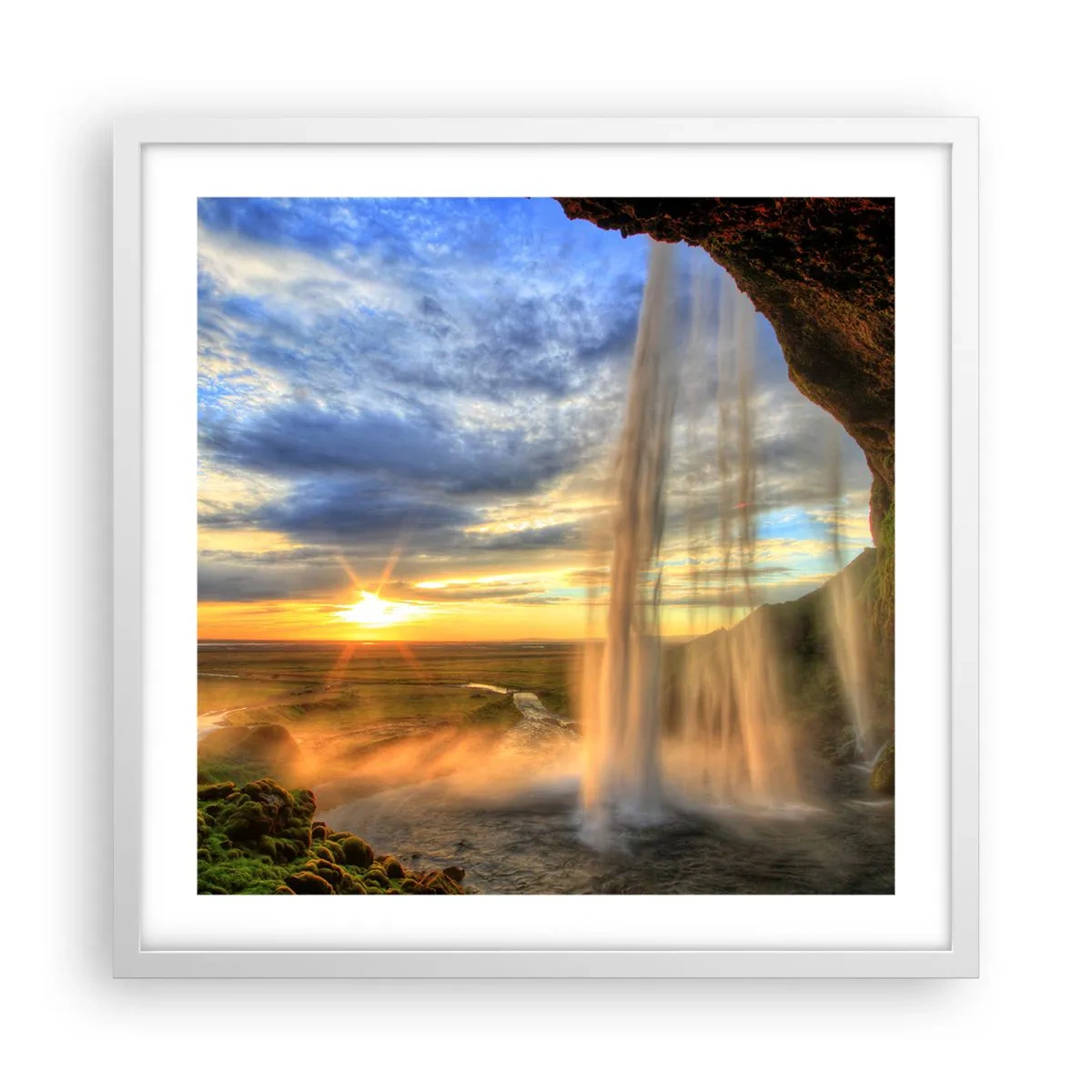 Plakat i hvid ramme - Verden bag sløret af dråber - 50x50 cm