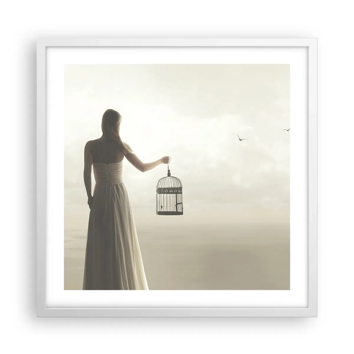 Plakat i hvid ramme - Vær fri - 50x50 cm
