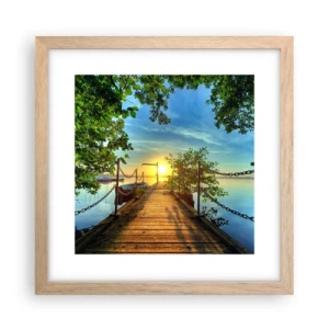 Plakat i ramme af lyst egetræ - Mod vest ved vandet - 30x30 cm