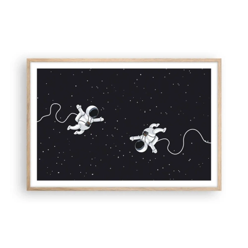 Plakat i ramme af lyst egetræ - Rummet vikler sig sammen - 91x61 cm