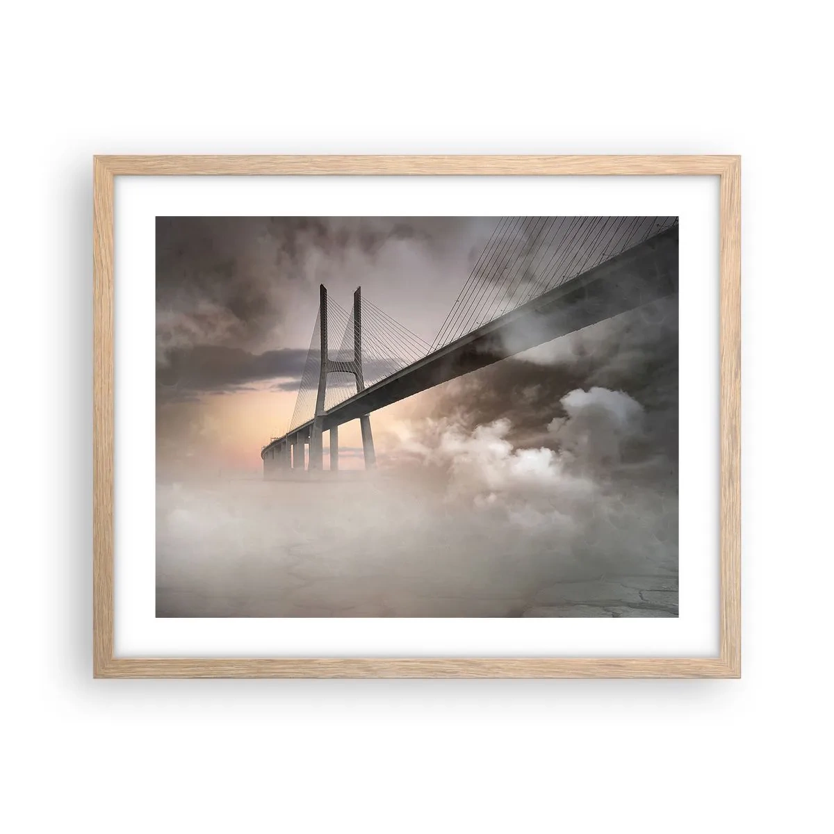 Plakat i ramme af lyst egetræ - På en flod, der ikke eksisterer - 50x40 cm