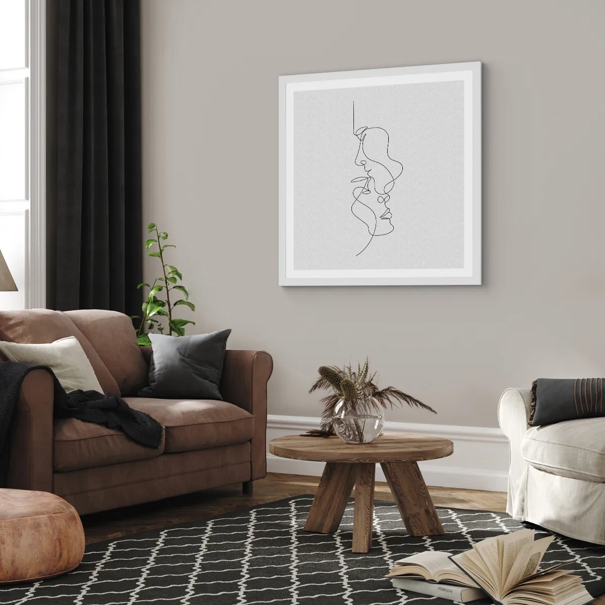 Plakat i hvid ramme - Gløderne af glubende begær - 40x40 cm