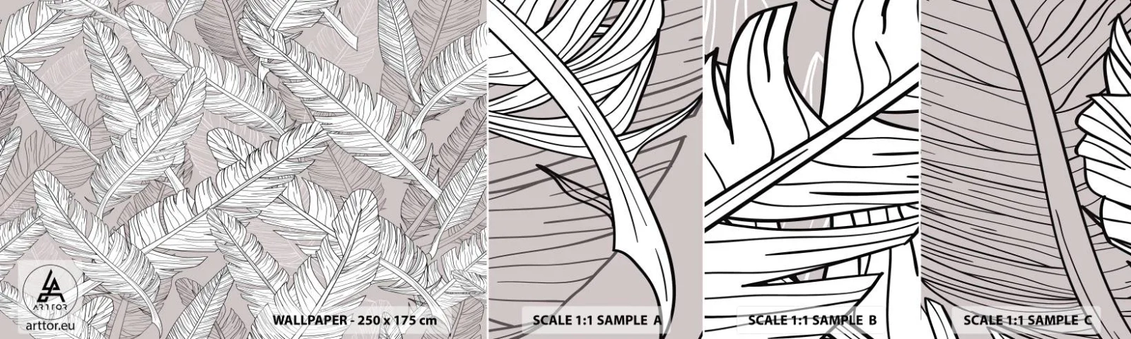 Fototapet Prøve Standard Eco - Fjerlig uro - Abstraktion, Fuglefjer, Grafik - 100x30 cm
