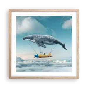 Plakat i ramme af lyst egetræ - Hvorfor ikke? - 50x50 cm