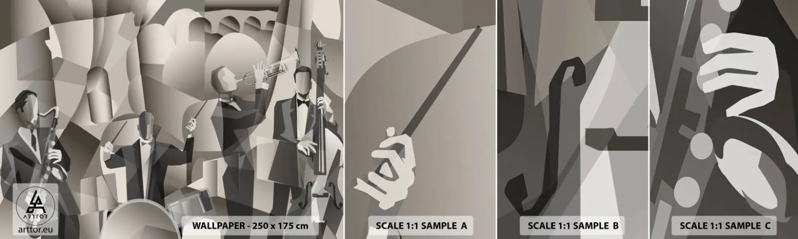 Fototapet Prøve Standard Eco - I lydenes rum - Abstraktion, Band, Jazz - 100x30 cm
