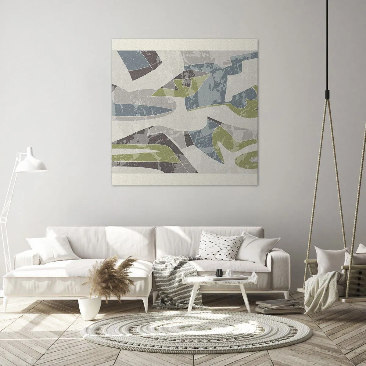 Lærredstryk - Billede på lærred - Komposition bag glas - 70x70 cm