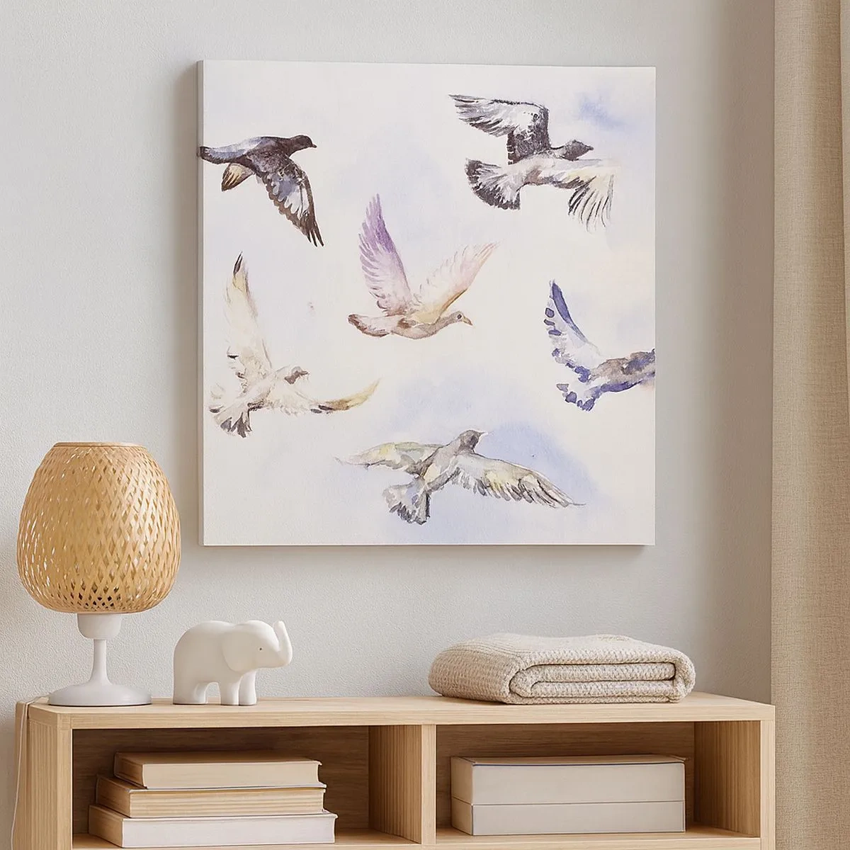 Lærredstryk - Billede på lærred - Frihed i grå og blå - 30x30 cm