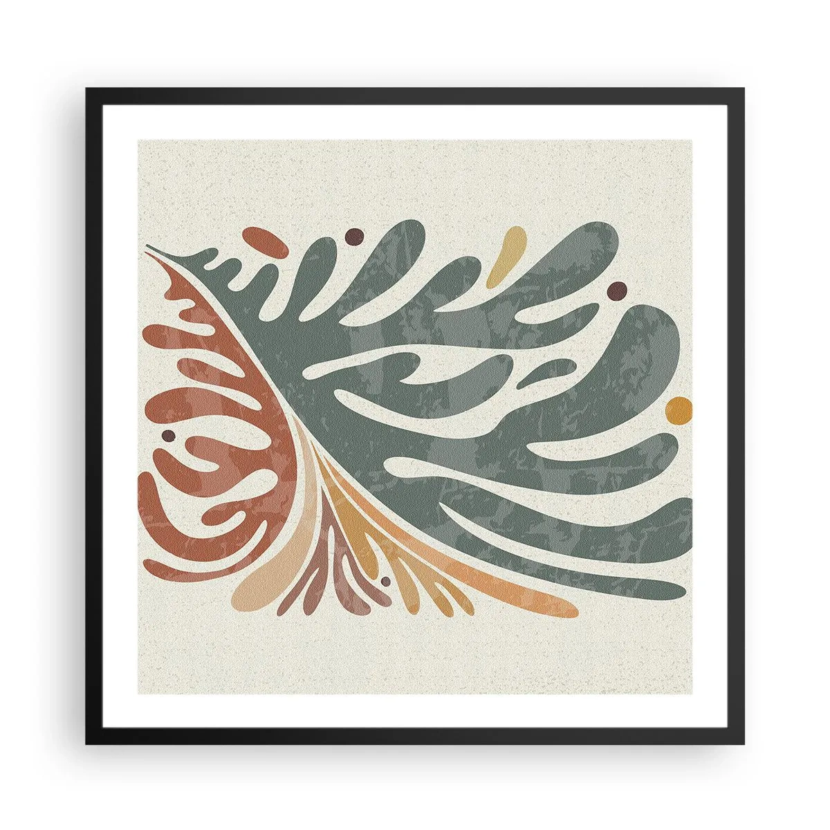 Plakat i sort ramme - Flerfarvet blad - 60x60 cm