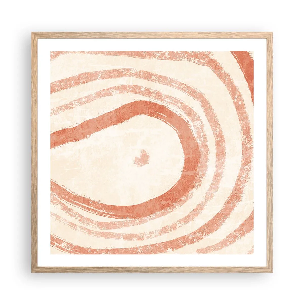 Plakat i ramme af lyst egetræ - Koralcirkler - komposition - 60x60 cm