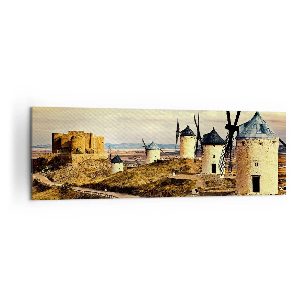 Lærredstryk - Billede på lærred - Don Quixote er ved at dukke op - 160x50 cm