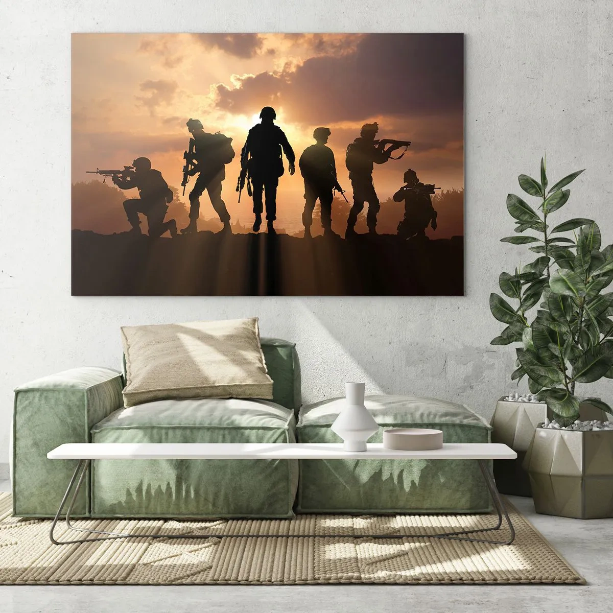 Billede på glas - Brødre i våben - 70x50cm - Brothers in arms - Moderne vægdekoration til stue og soveværelse ARTTOR