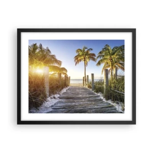 Plakat i sort ramme - Direkte til paradis - 50x40 cm