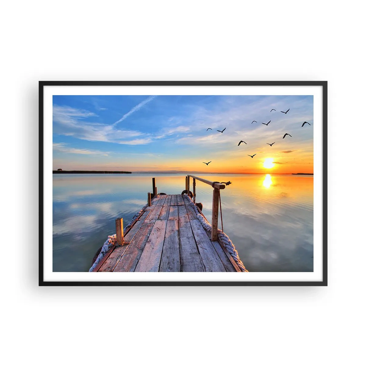 Plakat i sort ramme - Går fremad mod solen - 100x70 cm