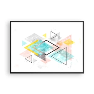 Plakat i sort ramme - Geometrisk leg - 100x70 cm