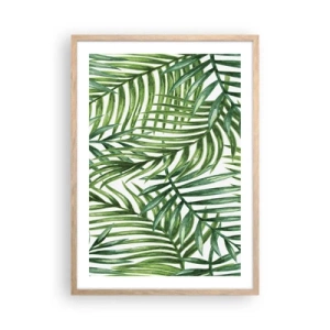 Plakat i ramme af lyst egetræ - Under det grønne baldakin - 50x70 cm