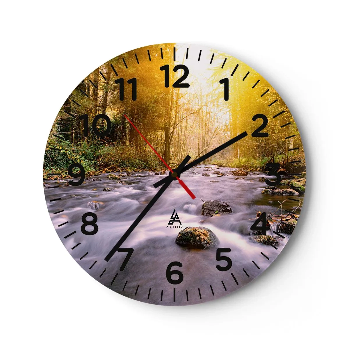 Vægur, Uret - Malachit i sølv- og guldfatning - 40x40 cm