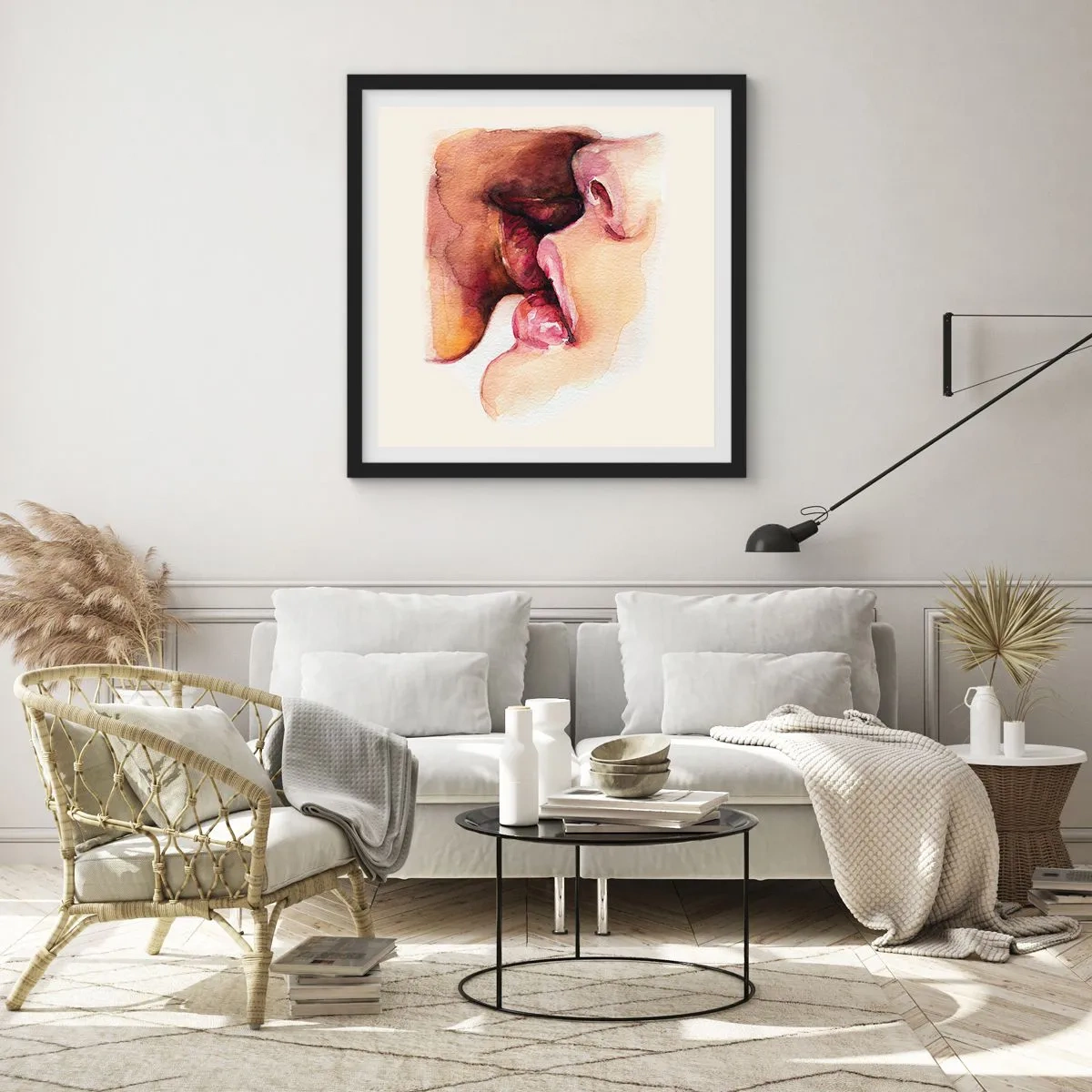 Plakat i sort ramme - Som nat og dag, jord og himmel - 60x60 cm