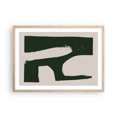 Plakat i ramme af lyst egetræ - Bugter af hvidt - 70x50 cm