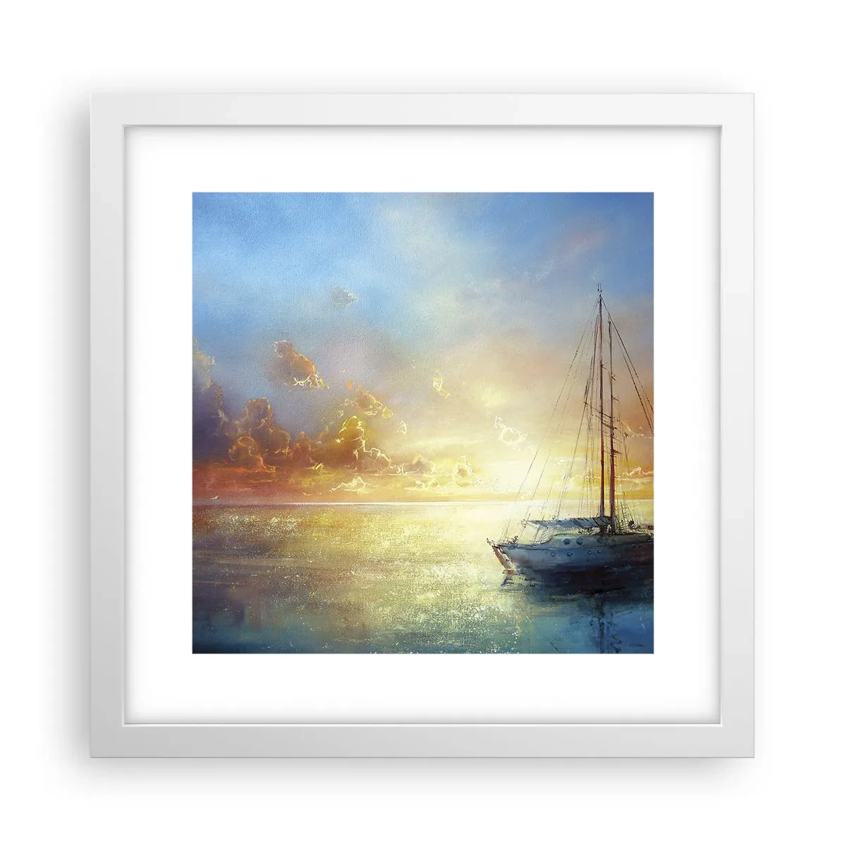 Plakat i hvid ramme - I en gylden bugt - 30x30 cm