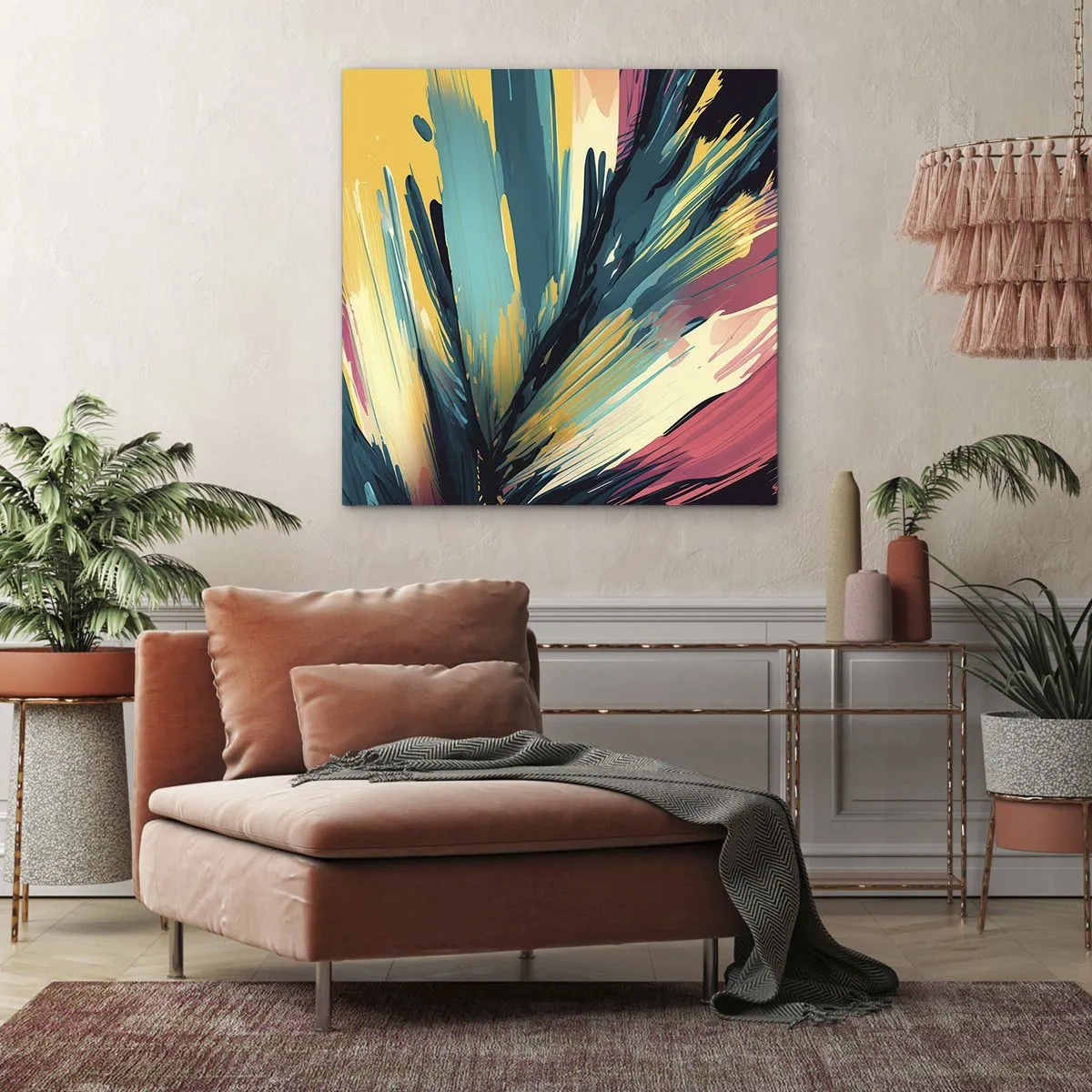 Lærredstryk - Billede på lærred - Komposition - en eksplosion af glæde - 30x30 cm