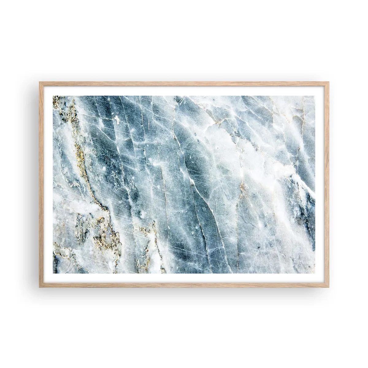 Plakat i ramme af lyst egetræ - Isverden - 100x70 cm