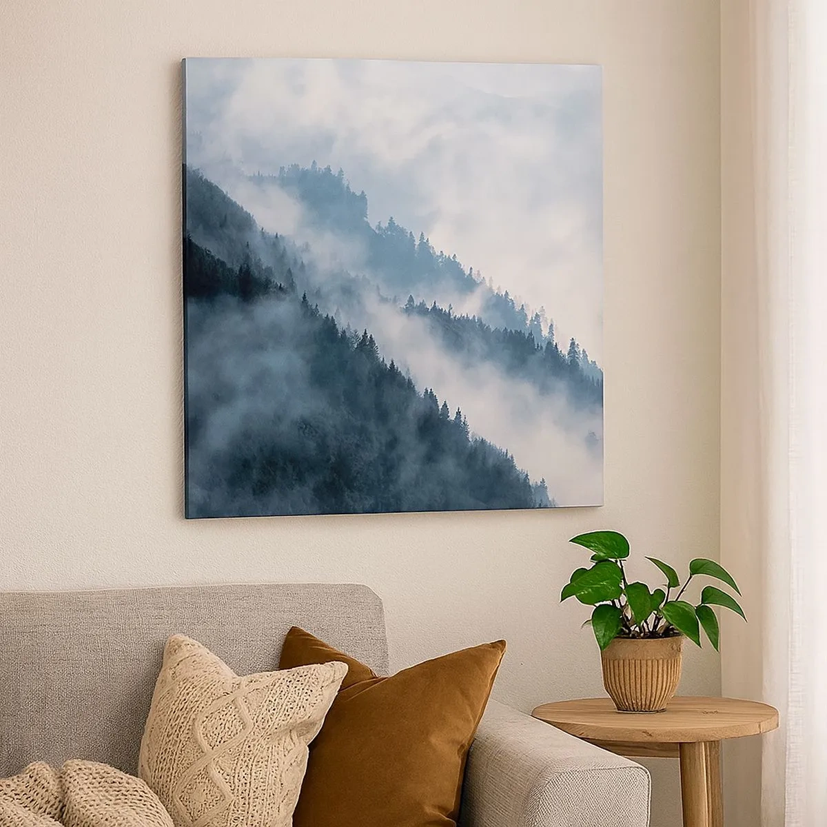 Lærredstryk - Billede på lærred - Bjergenes mystik - 30x30 cm