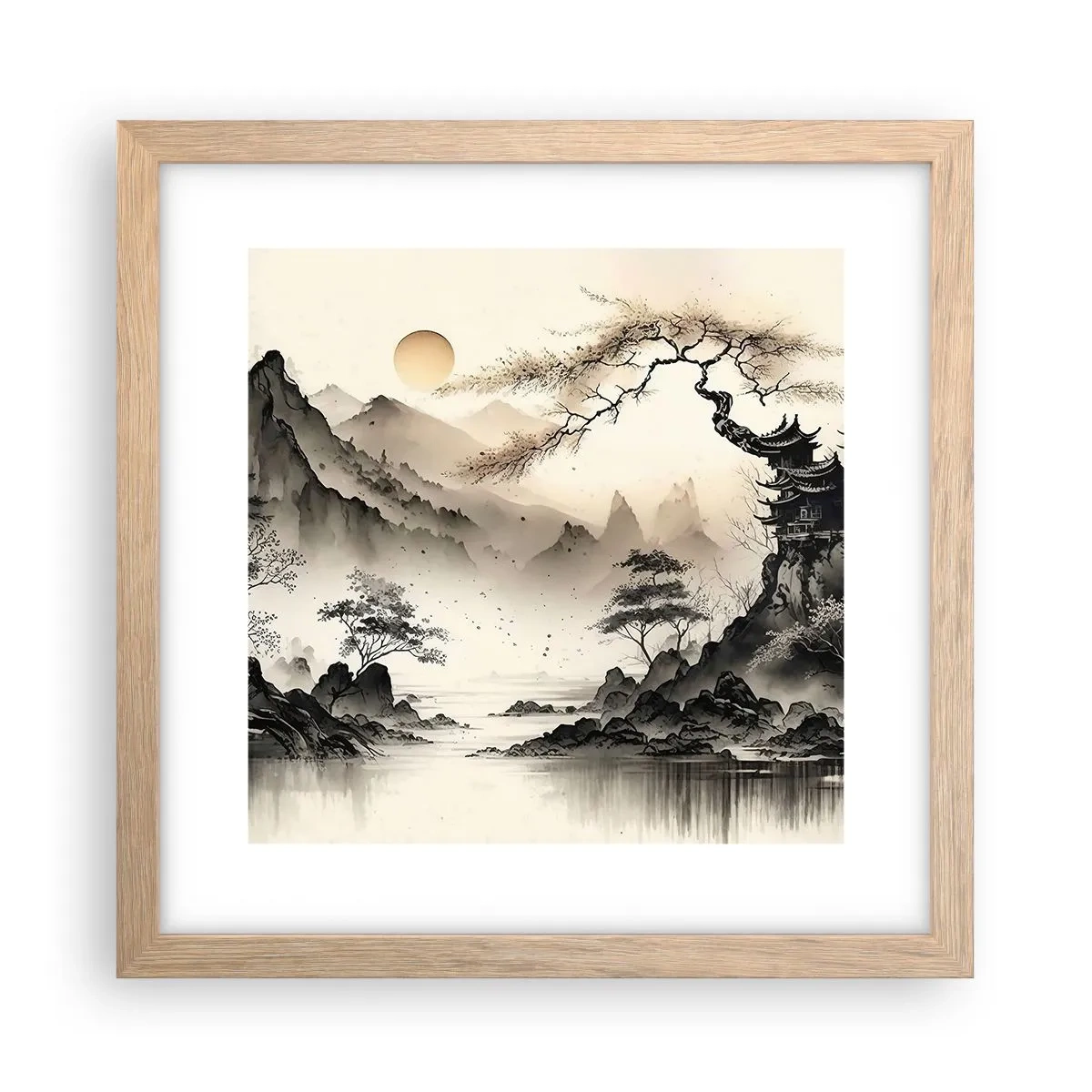 Plakat i ramme af lyst egetræ - Orientens unikke charme - 30x30 cm