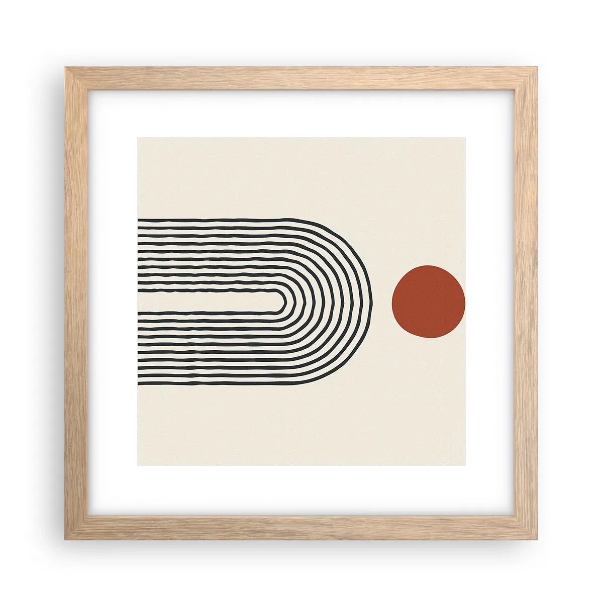 Plakat i ramme af lyst egetræ - Magnetisme af former og farver - 30x30 cm