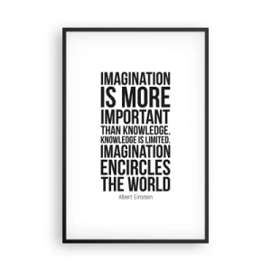 Plakat i sort ramme - Einstein om fantasiens kraft - 61x91 cm