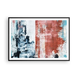 Plakat i sort ramme - Abstrakt halvt og halvt - 100x70 cm