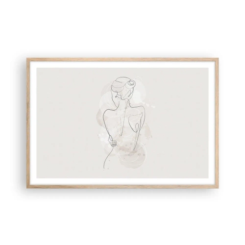 Plakat i ramme af lyst egetræ - Som et følsomt instrument - 91x61 cm