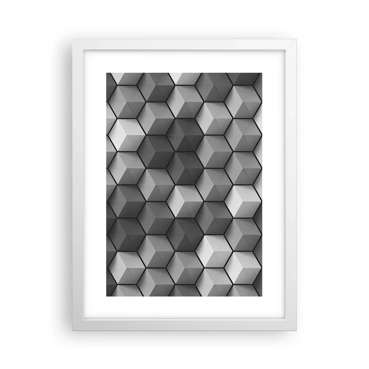Plakat i hvid ramme - Kubistisk puslespil - 30x40 cm