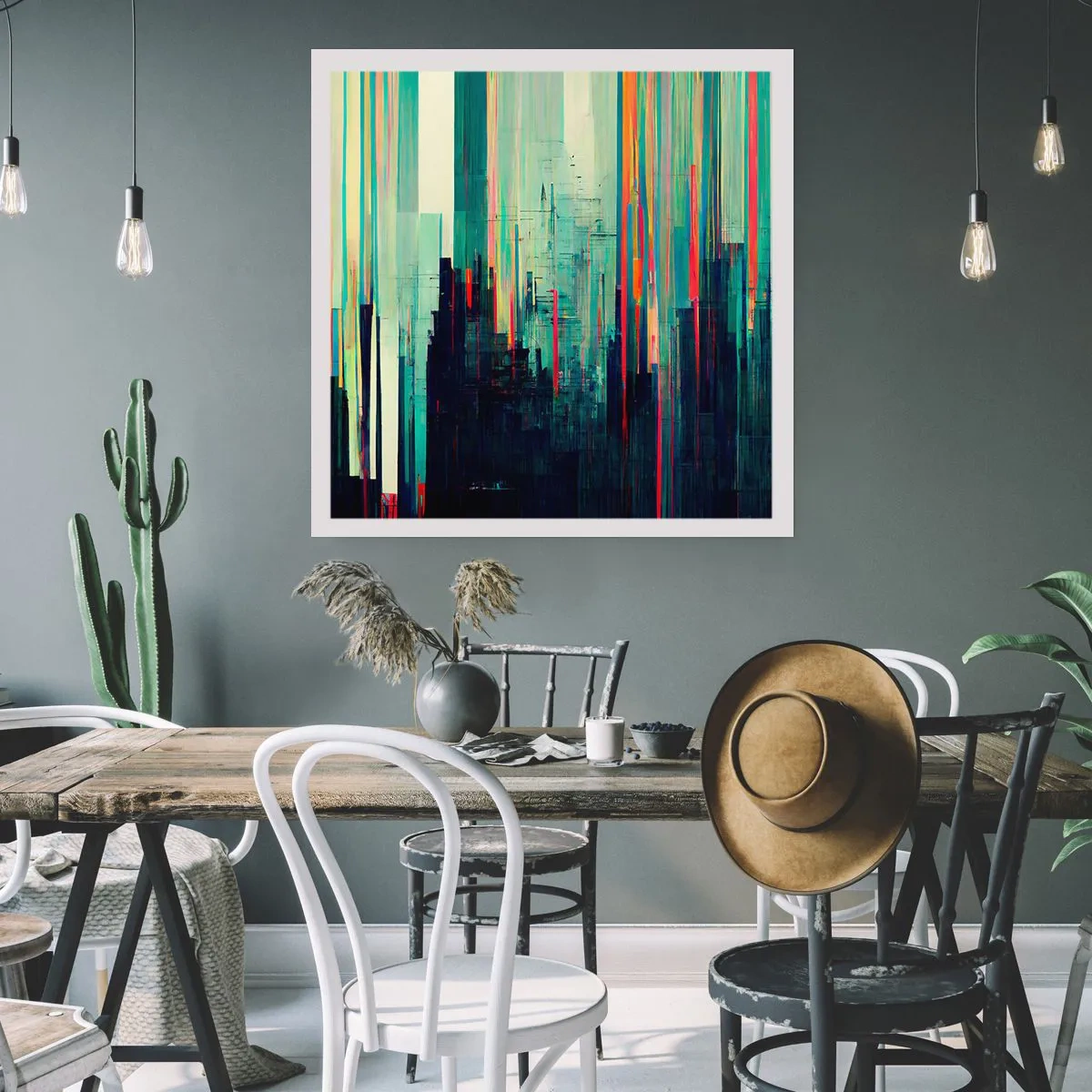 Plakat - Futuristisk by - 60x60 cm