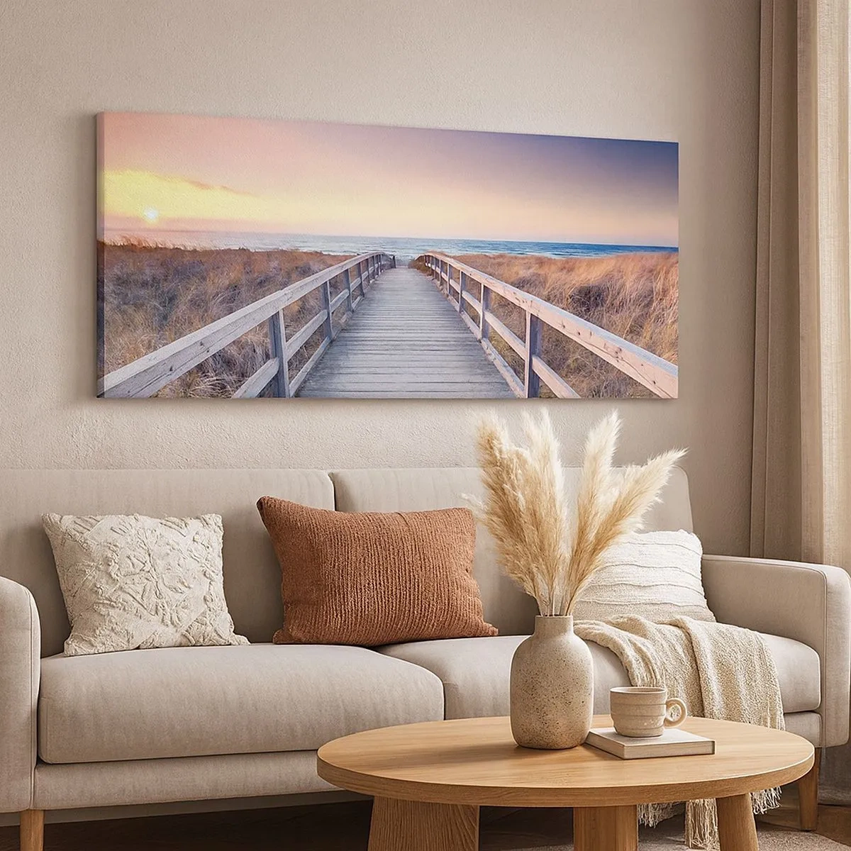 Lærredstryk - Billede på lærred - Baltisk aften aura - 100x40 cm