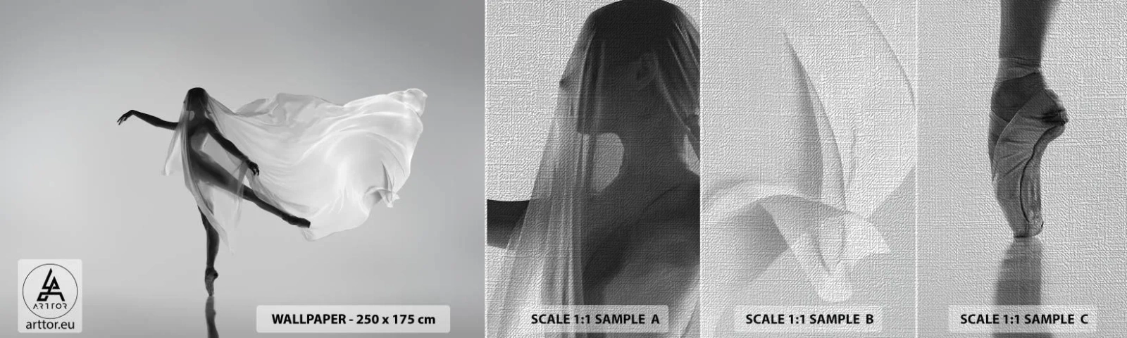 Prøve Fototapet Premium Canvas - Lethed og ynde - Kvinde, Dans, Model - 100x30 cm