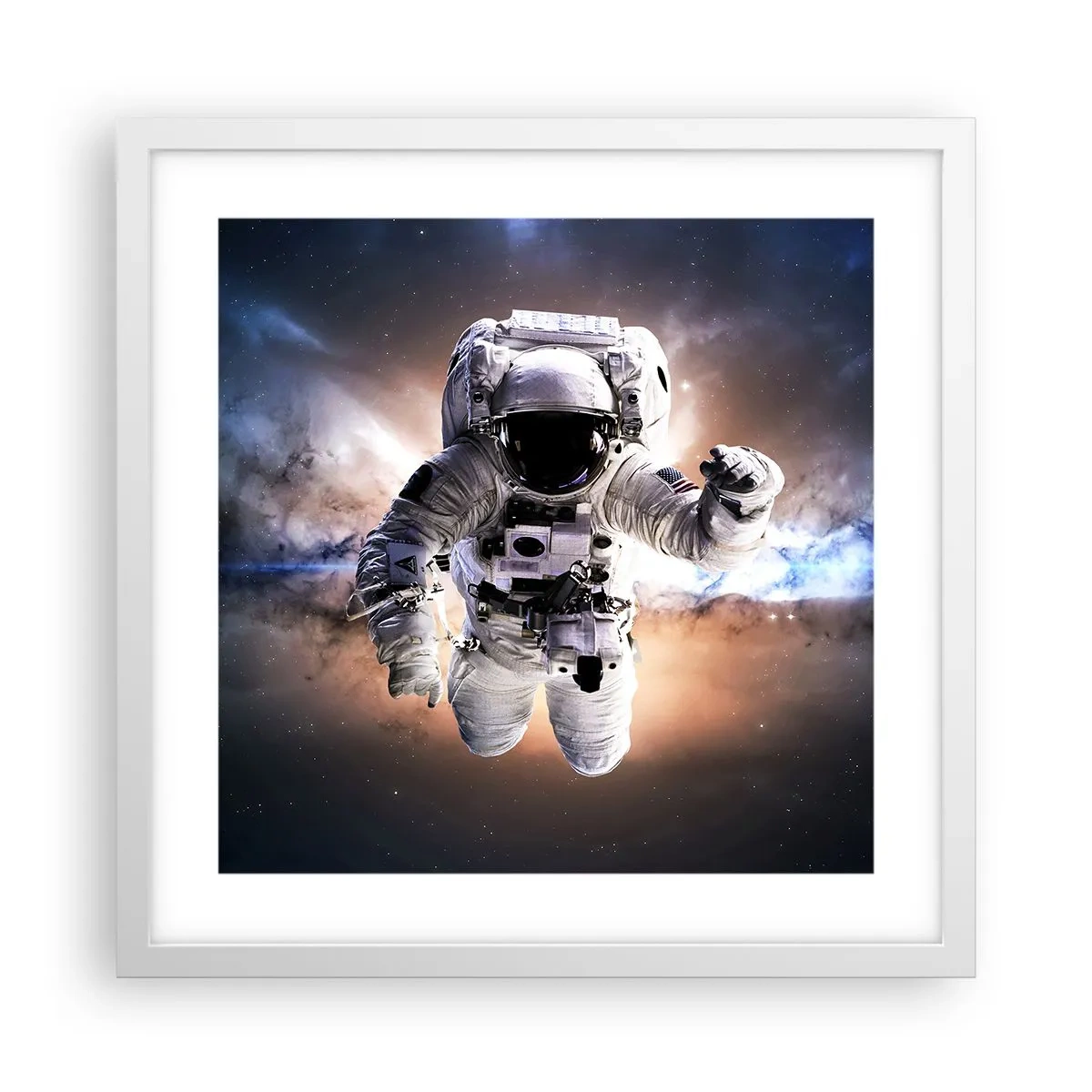 Plakat i hvid ramme - Hilsner fra det ydre rum - 40x40 cm