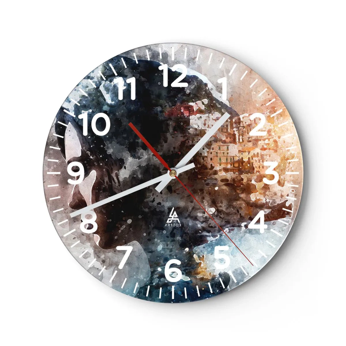 Vægur, Uret - Historien om en pige med en by i baggrunden - 30x30 cm