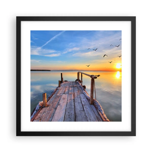 Plakat i sort ramme - Går fremad mod solen - 40x40 cm