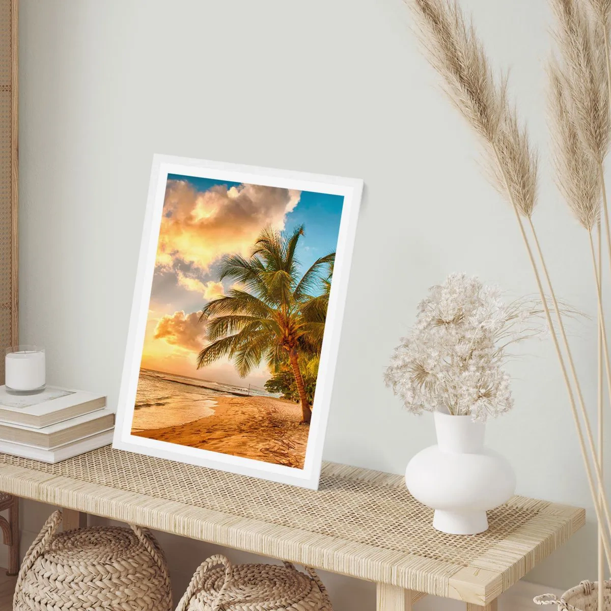 Plakat i hvid ramme - Evig sommer, altid en ferie - 30x40 cm