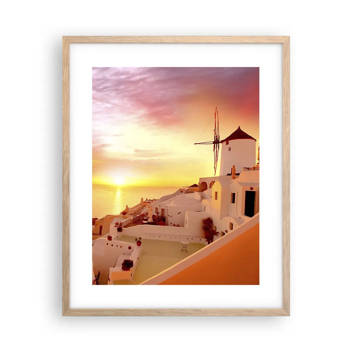 Plakat i ramme af lyst egetræ - Opløses i hvidt og guld - 40x50 cm