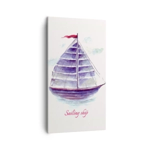 Lærredstryk - Billede på lærred - Fulde sejl og roligt vand - 45x80 cm