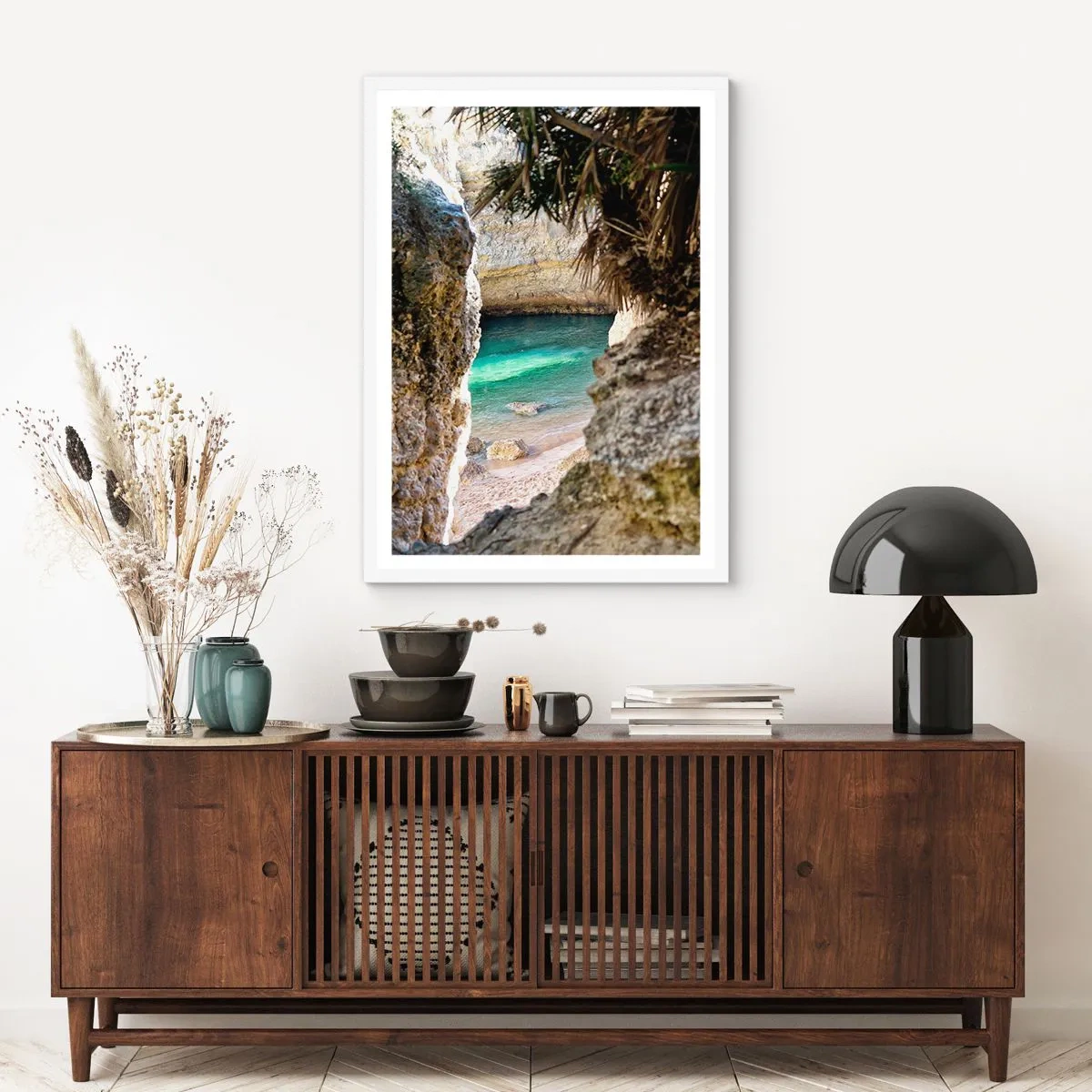 Plakat i hvid ramme - Turkis bugt - 40x50 cm