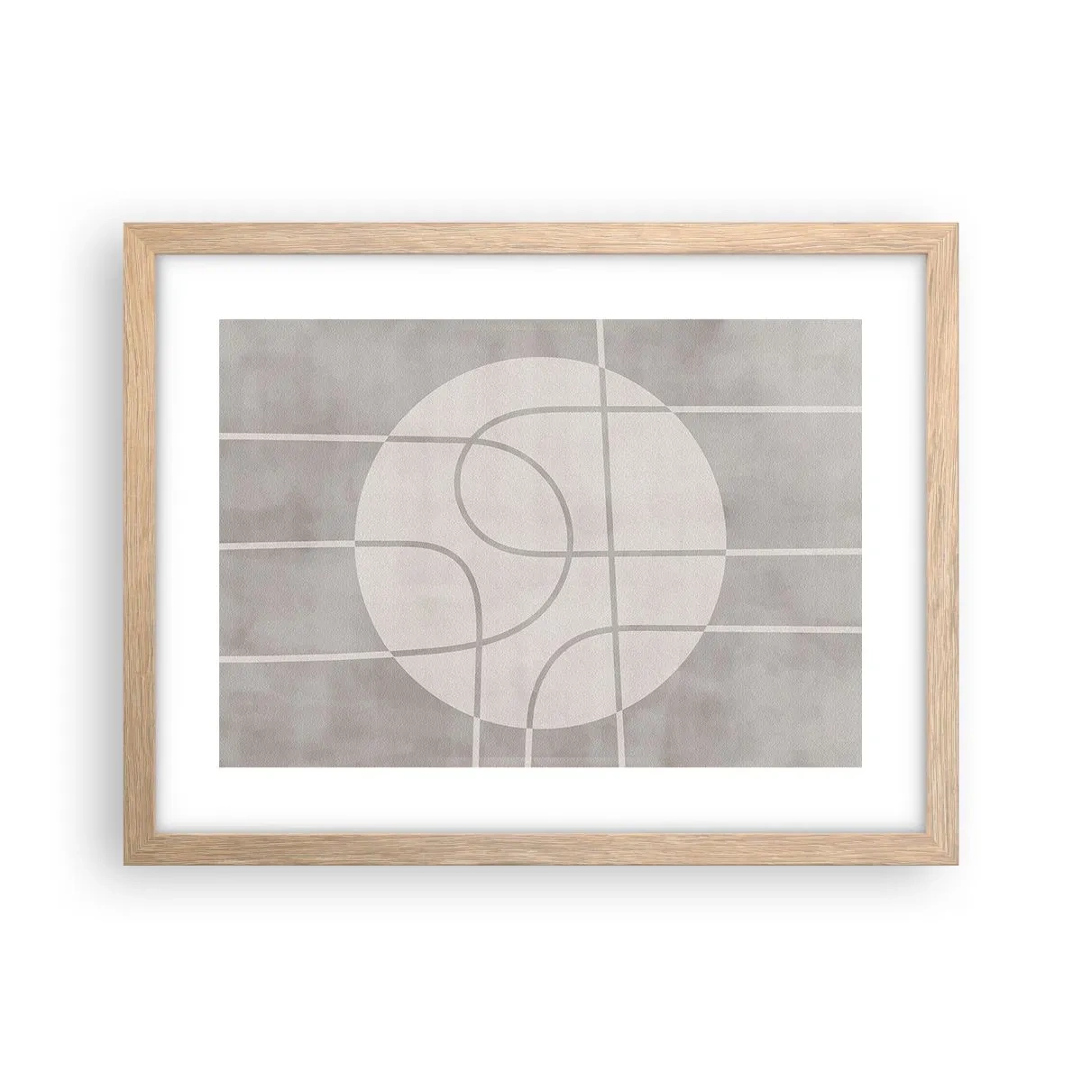 Plakat i ramme af lyst egetræ - Cirkulær og lige frem - 40x30 cm