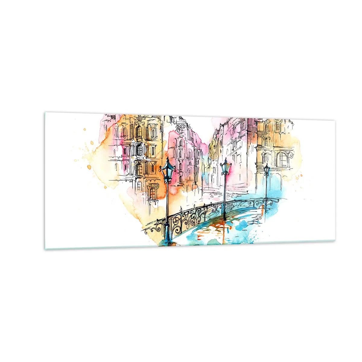 Billede på glas - Byens hjerte - 100x40 cm