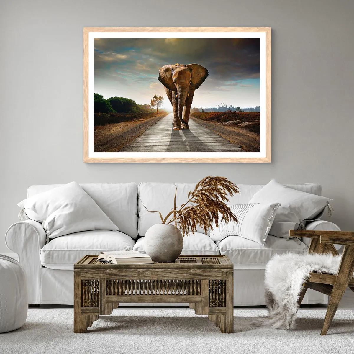 Plakat i ramme af lyst egetræ - Og slet ikke i en porcelænsbutik - 91x61 cm