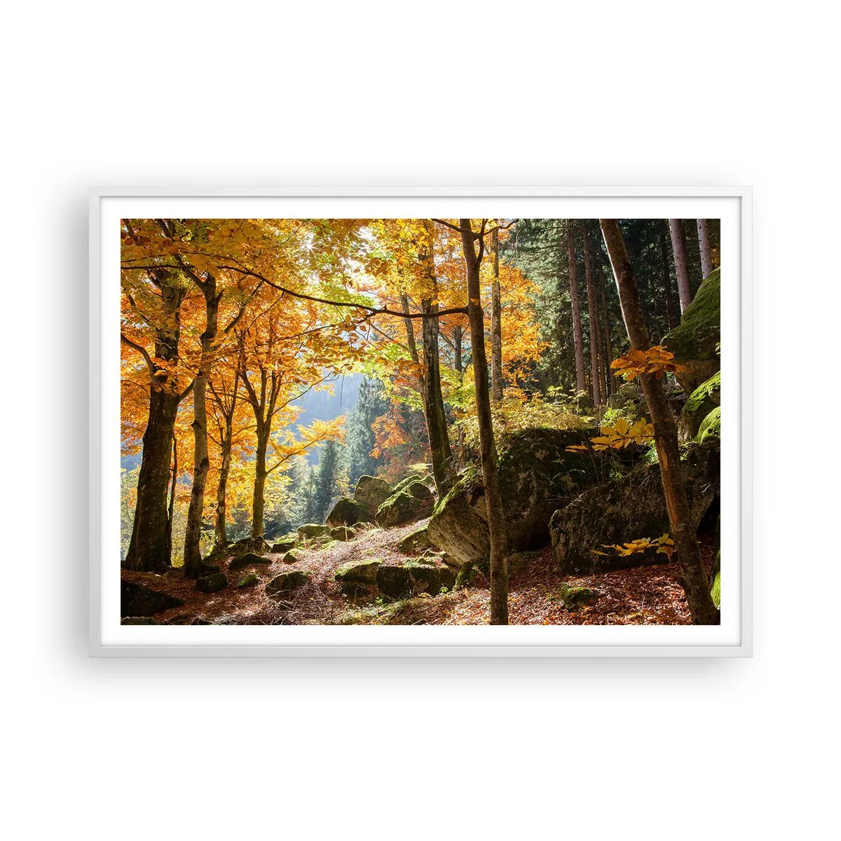 Plakat i hvid ramme - Tid til at slappe af - 100x70 cm