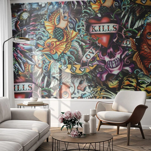 Fototapet Selvklæbende Deluxe Sticker - En tatovørers drøm - Graffiti, Vægmaleri, Stykke - 450x315 cm