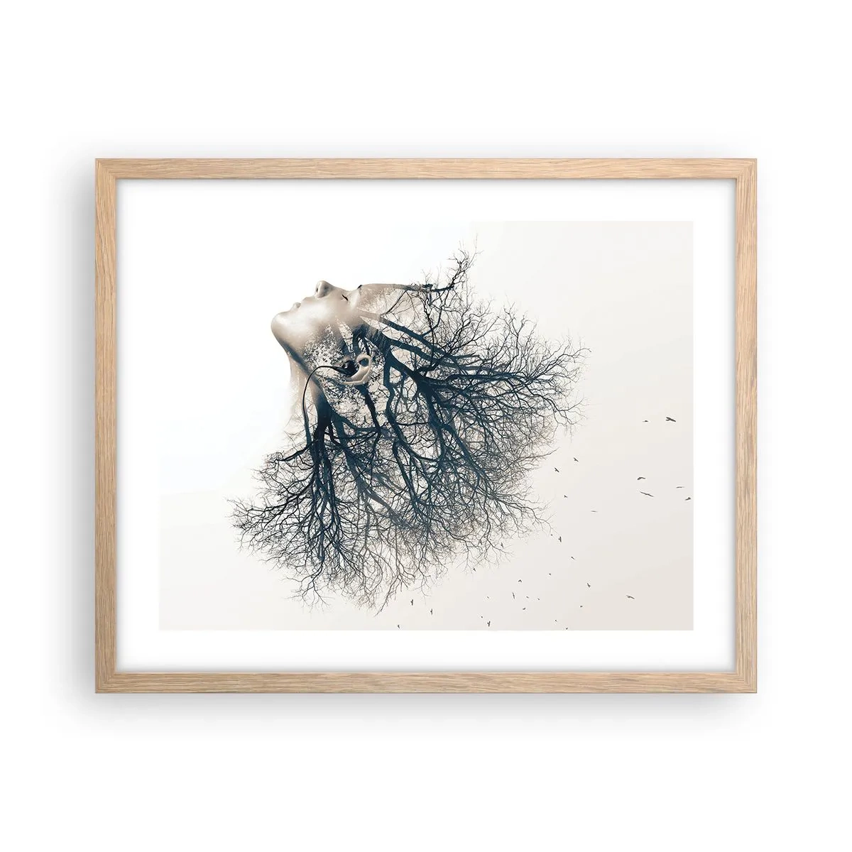 Plakat i ramme af lyst egetræ - Lyttede til træets hvisken - 50x40 cm